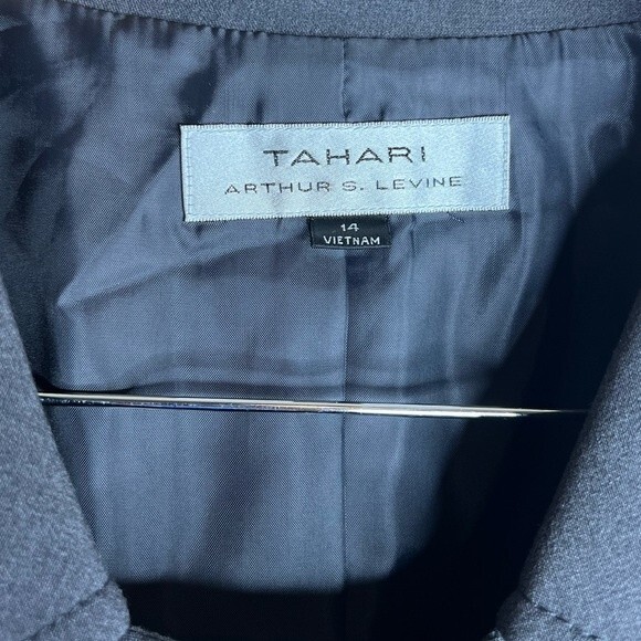 NWT TAHARI ARTHUR S. LEVINE Blazer Womens Gray 3 Button Cuffed Business Size 14 - Picture 8 of 14